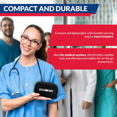 Set Dixie EMS Aneroid Sphygmomanometer and Dual Head Stethoscope with Adult Size Blood Pressure Cuff, Calibration Key