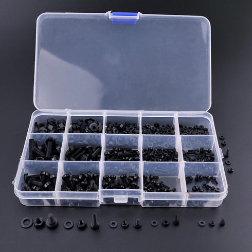 Readytosky M2 M2.5 M3 M4 M5 Nylon Screws Metric Machine Pan Round Head Plastic Screw Nut Bolt Assortment Kit, 510PCS