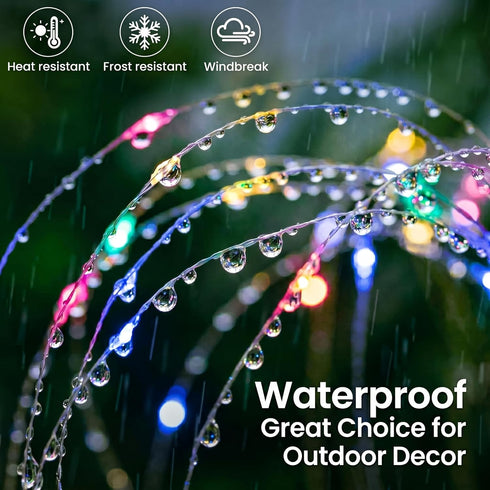2 Pack 8 120 btfarm Solar Garden Lights Outdoor Modes, LED Firework Lights Solar Powered, Waterproof Twinkle Fairy
