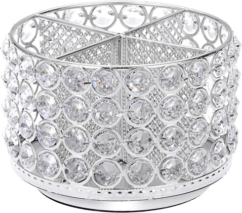 Hipiwe Crystal Vanity Organizer Makeup Brush Holder- 360 Rotating Cosmetic Brushes Display Organizers