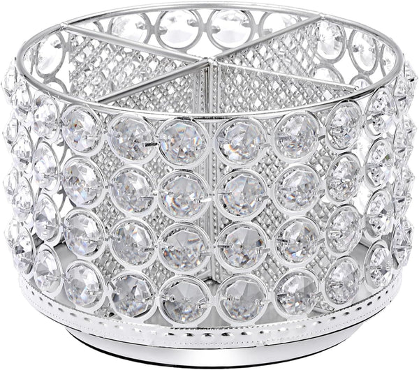 Hipiwe Crystal Vanity Organizer Makeup Brush Holder- 360 Rotating Cosmetic Brushes Display Organizers