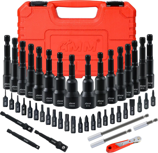 AMM 47PCS Magnetic Nut Driver & Screwdriver Bit Set, Includes Nut Driver