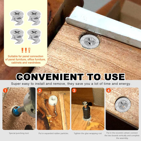 270Pcs 3 in 1 Furniture Connecting Hardware Connectors Kit, Including Cam Lock Fittings, Wood Dowel Pins