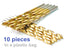 DRILLFORCE 10 PCS, 1/4" x 4" Titanium Coated Twist Drill Bits, Pack in Plastic Bag