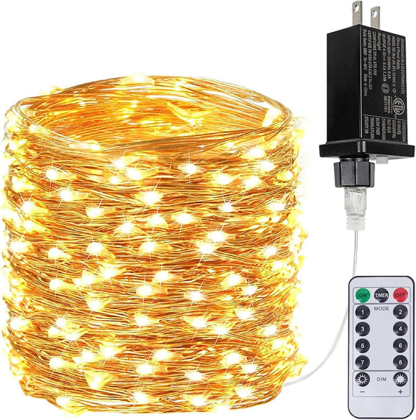 66Ft 200LED Fairy Lights Plug in with Remote, Waterproof String Lights Outdoor