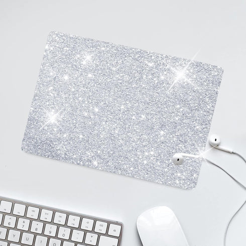 Mouse Pad Diamond Silver Glitter Sparkle, Bling Desk Accessories Gaming Rubber Pads for Laptop