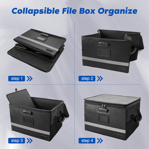 Fireproof Document Box with Lock, Waterproof File Safe Box for Important Hanging Letter & Legal Folder