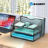 Mesh Letter Tray Desk Organizer with Vertical Section and 3 Paper Trays, Blank File Organizer