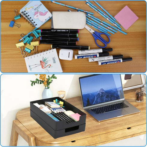 Letter-Size Tray, 2PCS Plastic Stackable A4 Paper Tray, Multi-use Large Storage Basket for Office Home Supplies, 13 x