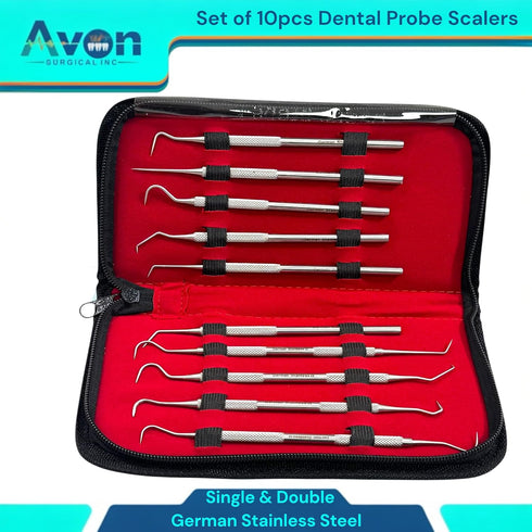 Avon Surgical 10 Pieces Kit - Dental Hygienist Oral Care Picks Single + Double-Ended with Varying Tips - Precision