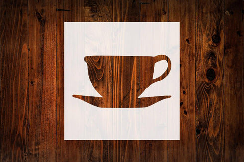 Tea Cup Stencil, 4" Beautiful Design, Reusable for Painting, Crafts, and Decor, Ideal for Walls, Fabric & Furniture