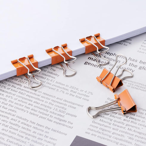 Small Binder Clips, 3/4 Inch (19mm) - 50 Pack Mini Binder Clips (Orange)