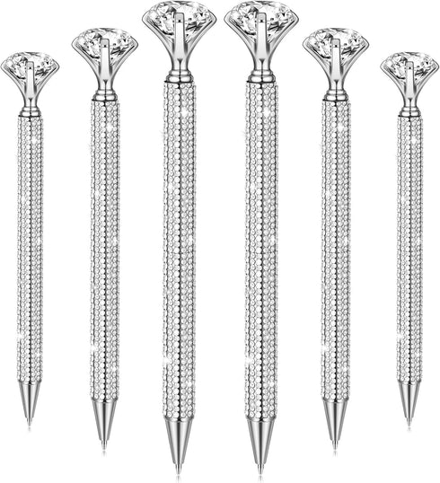Jeyiour 6 Pcs Big Diamond Pens, Crystal Bling Rhinestone Ballpoint Pens for Wedding Bridal Shower Favors