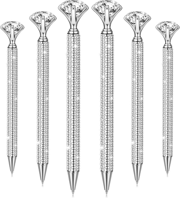Jeyiour 6 Pcs Big Diamond Pens, Crystal Bling Rhinestone Ballpoint Pens for Wedding Bridal Shower Favors