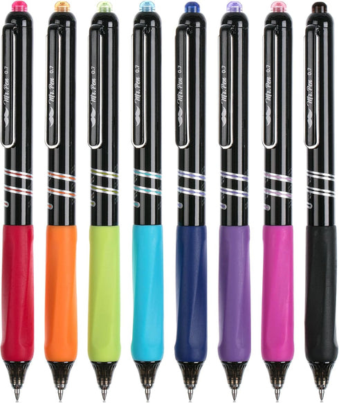 Mr. Pen- Retractable Gel Pens, 8 Pack, Fast Dry, Colorful Ink Fine Point 0.7mm, Cute Aesthetic Pens for Journaling