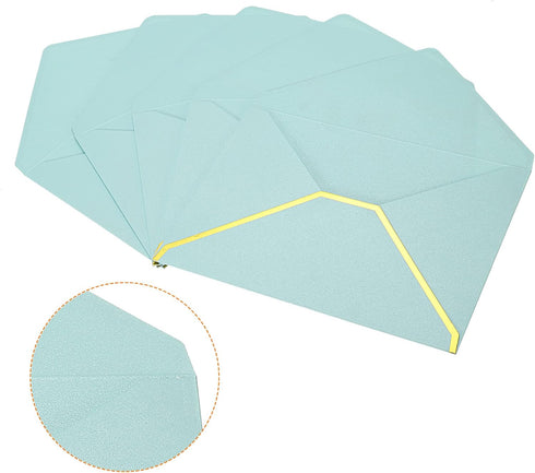 PATIKIL 10 Pack V Flap Envelopes, 7 x 5'' Sky Blue Luxury Style Gold Border for Invitations and Weddings