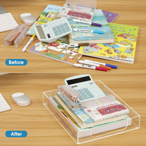 MaxGear Acrylic Letter Tray, Clear Document Organizer for Magazines, Folders, Notebooks, Desk Accessories