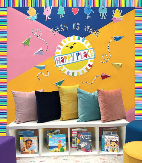 Carson Dellosa This is Our Happy Place Bulletin Board Set, Rainbow Decorations with Heart and Airplane Cutouts