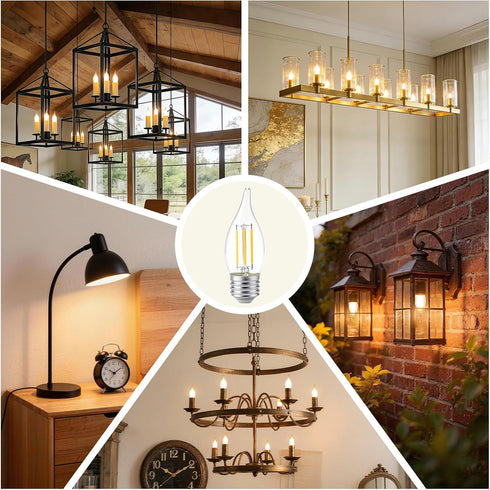 E26 C35 2700K Bulbs Bulb Bulb 4 (40 Bulbs Non-Dimmable 2Pack KINUR Candelabra led Light Decorative Candle Light Ceiling