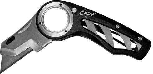 Excel Blades Revo Folding Pocket Utility Knife, Heavy Duty Box Cutter with Holster, Anti-Slip Grip, Quick Change Blades