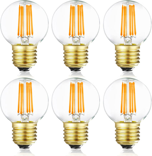 Leools Dimmable G16.5 LED Bulbs,6W E26 Edison LED Light Bulbs,Warm White 2700K,600lm,6W