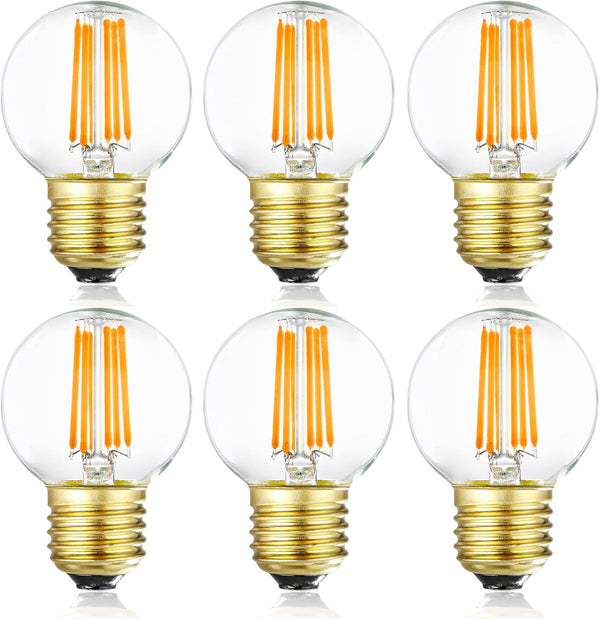 Leools Dimmable G16.5 LED Bulbs,6W E26 Edison LED Light Bulbs,Warm White 2700K,600lm,6W