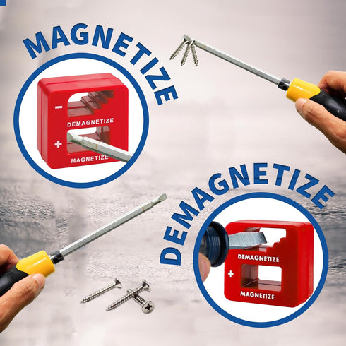 Demagnetizer and Magnetizer - Red for Screwdrivers, Bits, Small Tools, and Precision Construction