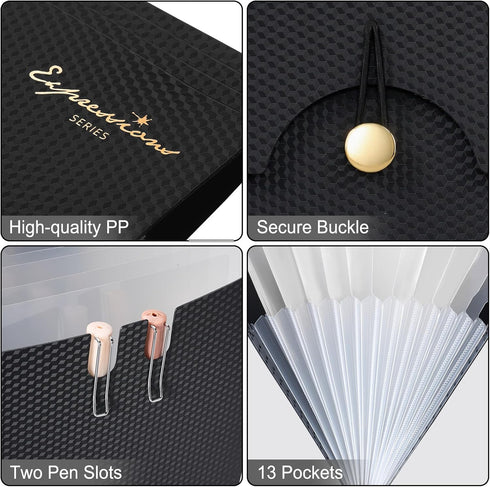 Sooez Expanding File Folder, 13 Pocket Accordion File Organizer, Monthly Expandable for Documents, Letter A4 Size