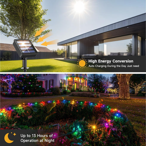 33FT 100 8 Solar String Lights for Outside, LEDs Fairy Lights with Lighting Modes, Waterproof Solar String Lights