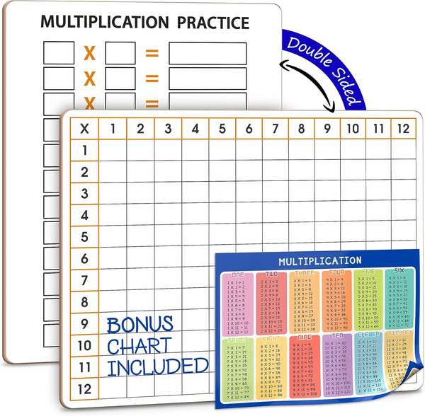 SCRIBBLEDO Dry Erase Multiplication Chart Whiteboard, 11" x 14" Double Sided for Kids Students Classroom