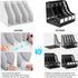 SAYEEC Collapsible Magazine Holder, 4 Compartment Plastic Desktop Organizer for Office, Home, School, Gray
