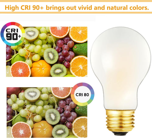 Bulbs 40W, E26 Dimmable Bulbs 4W, 4000K White,400LM, AC120V, A19 Bulbs 90 CRI,6Pack Frosted Vintage LED Edison LED