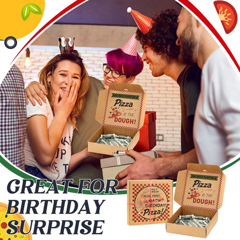 Feifeiya 2 7 7 Inch Pcs Birthday Pizza Money Box for Cash Gift x Pizza Boxes Money Holder Fun Gift for Surprise Funny