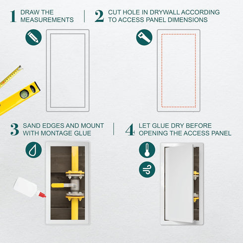 8 Inch x 16 Inch White Plastic Access Panel, Service Shaft Door for Plumbing and Electricity Access