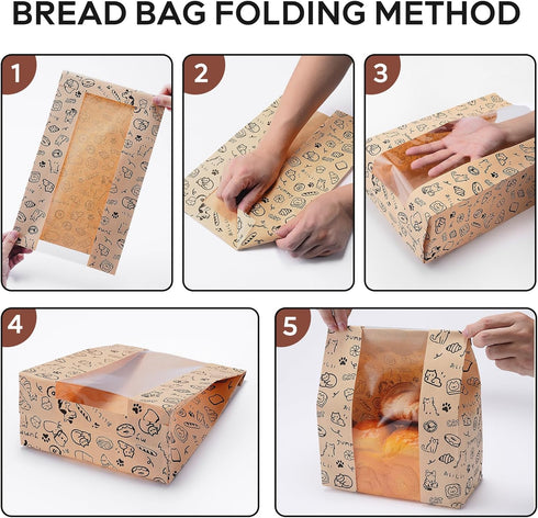 betkou 24PCS 50% Paper Bread Bags for Homemade Bread and Sourdough, Clear Window Bakery Bags for Storage and Gifting