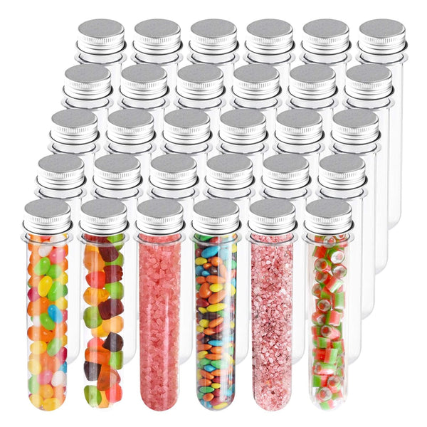 25x140mm (40ml) Plastic Test Tubes with Screw Caps for Gumball Candy Storage and Plants Propagation (30 Pack)