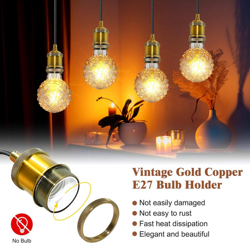 Puanticn 16.4 E26 E27 Bulb Bulb Ft Retro Hanging Lamp with Plug in Cord, Black Thicken Round Pendant Light Cord