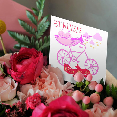 Adorable Twins Baby Shower Announcement Greeting Card