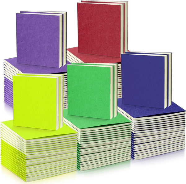 Thenshop 50 Pack Mini Pocket Kraft Notebooks, 4 x 4 Inch, Blank Page Notepads for School and Parties