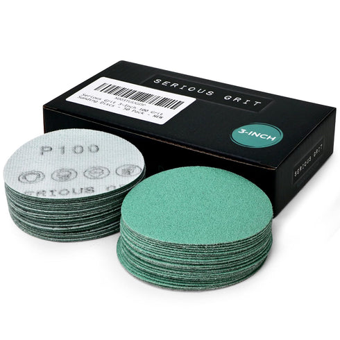 3-Inch 100 Grit Sanding Discs, Heavy-Duty Hook & Loop Film Discs for Woodturning, Bowl Sanding, Pack of 50