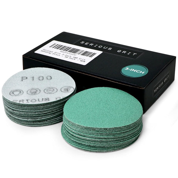 3-Inch 100 Grit Sanding Discs, Heavy-Duty Hook & Loop Film Discs for Woodturning, Bowl Sanding, Pack of 50