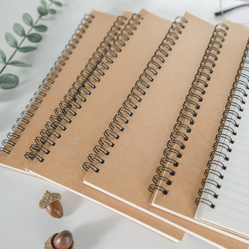 TWONE Notebook, College Ruled Spiral Notebook, Kraft Brown Soft Cover, 100 Pages, 50 Sheets, 5-1/2x8-1/4 Inches, 5