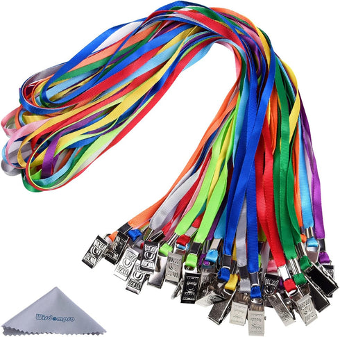 Wisdompro Lanyard with Bulldog Clip, 30 Pack, 17 inch Flat Nylon Neck Lanyard for ID Badges