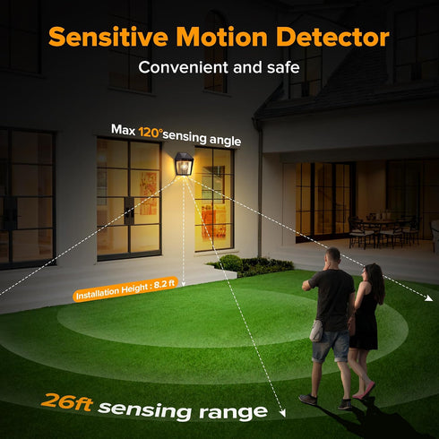 3 1Pack LUTEC Solar Wall Lights Outdoor, Solar Wall Lanterns with Modes, Dusk to Dawn Motion Sensor Led Sconce Lights