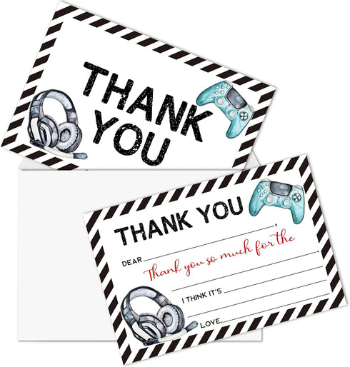 FTRZX Video Games Kids Thank You Cards, Gamer Thank You Card For Birthday