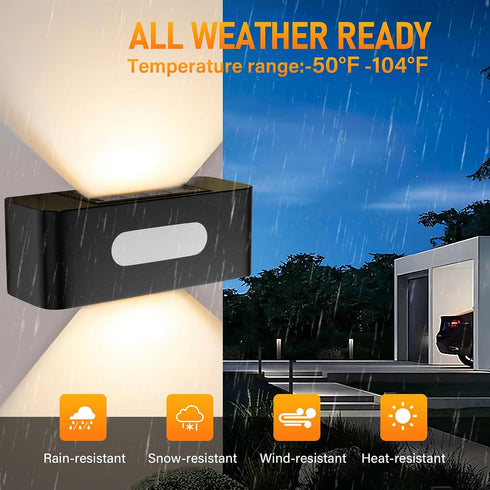 2 Pack, Solar Fence Lights Solar Wall Lights Waterproof Outdoor Up and Down Lighting for Outside, Garden, Walkway