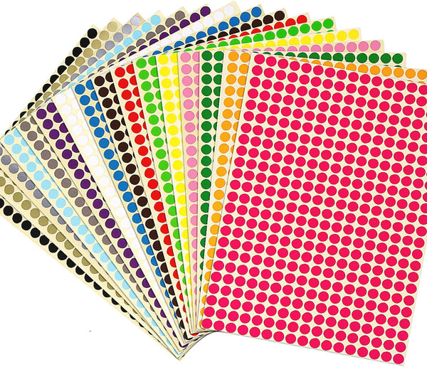 JANYUN 26656 Pieces Colored Dot Stickers | 1/4" Small Color Labels Coding Circle Round Stickers, 20 Colors