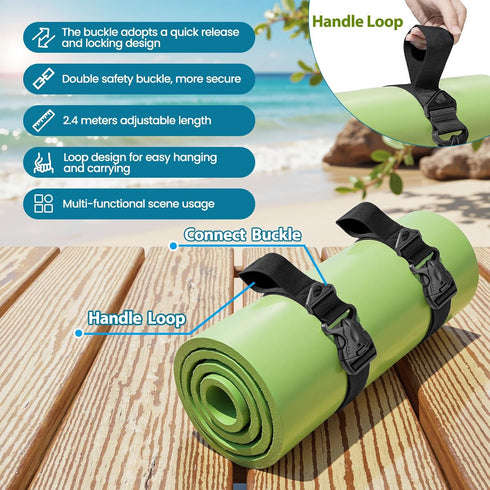 Seaperk Multifunctional Floating Mat Straps with Quick - Release Buckles, Reusable Securing Straps with Hook - Attach