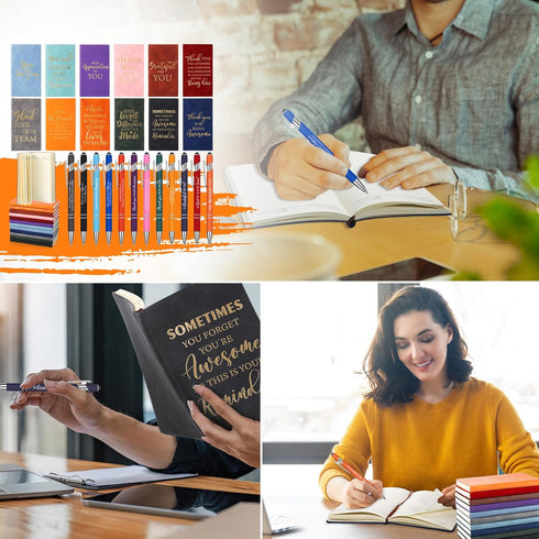 Yeaqee 24 Pcs Inspirational Gift Journals - A6 Leather Notebook Bulk for Employee Appreciation