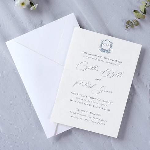 PONATIA 50 PCS/Pack White A7 Envelopes, 5.25 x 7.5'', Perfect for 5 x 7'' Wedding Invitation Cards, Christmas Gift Cards